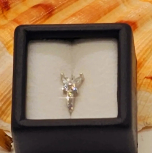 CZ Butterfly Silver Plated Stainless Steel Nose Hoop Ring NWB - Picture 1 of 5